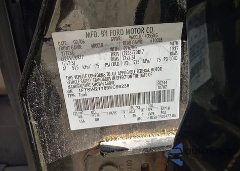 2006 Ford F-250 Lariat/Xl/Xlt from USA, damaged, VIN 1FTSW21Y86EC99238